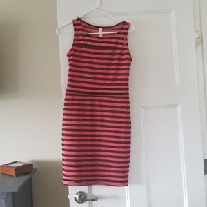 Orange and black stripe sleeveless dresse